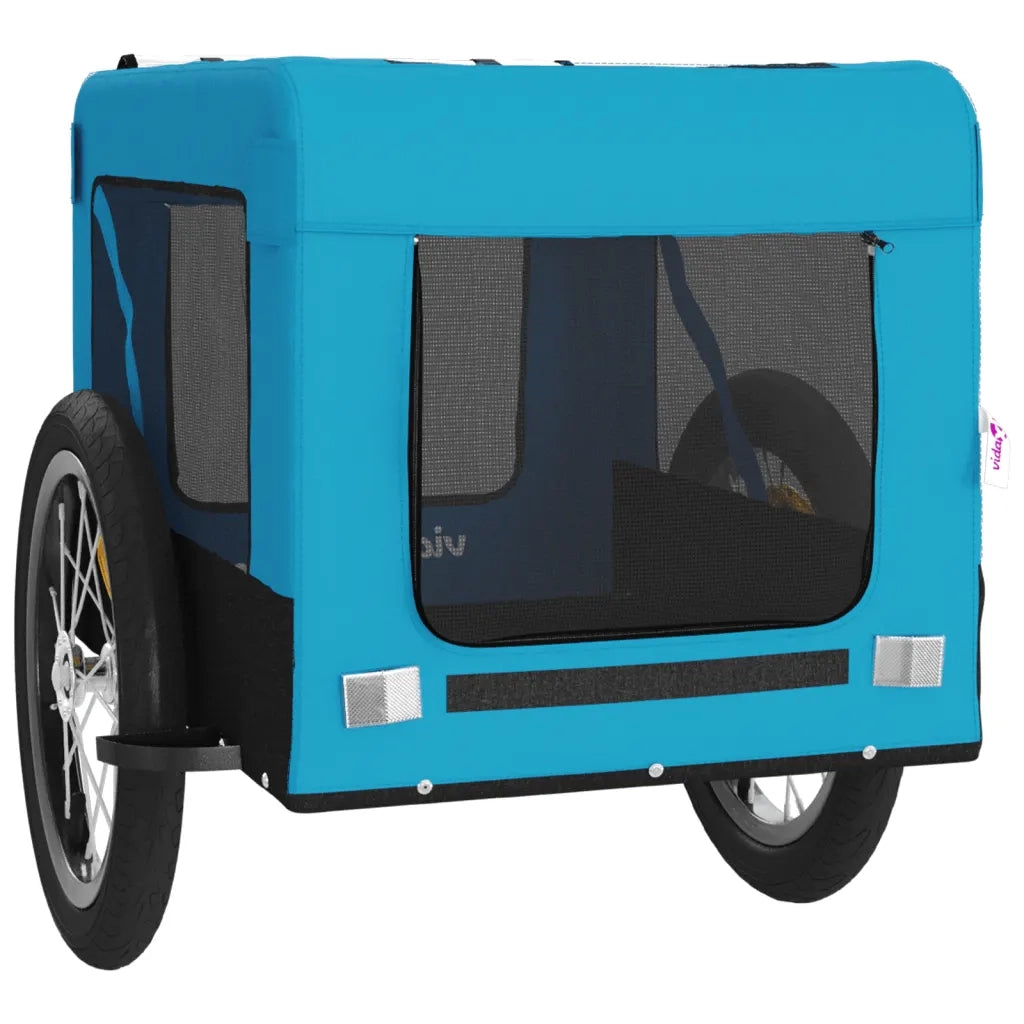Rimorchio da Bici per Animali Blu e Nero Oxford e Ferro 93918