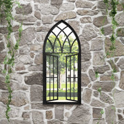 Specchio da Giardino Nero 100x45 cm in Ferro per Uso Esterno 318362