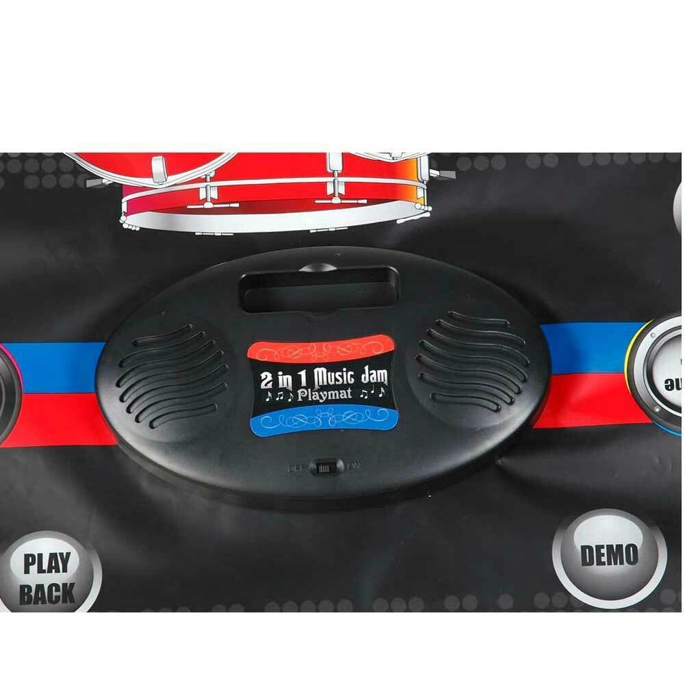 Tappeto Musicale 2in1 Batteria Tastiera Con Bacchette Playmat Bambini 60x90cm