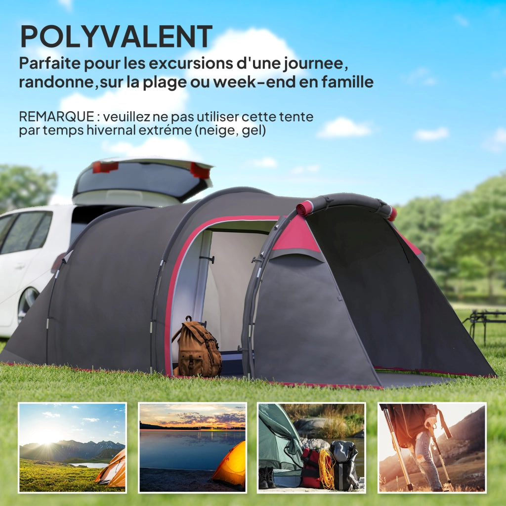 Tenda da campeggio familiare 2-3 persone ¨C zephmum ¨C Grigio/Rosa 4.26x2.06x1.54 m