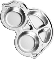 Piatto da Bambino in Acciaio Inox - Forma Animale - Piatto Comune - Qualità Alimentare - Sostenibile - Facile da Pulire - Servizio da Bambino
