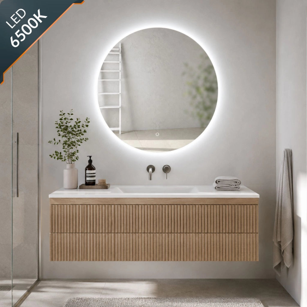 Specchio tondo retroilluminato led elegante per bagno *** misura Ø90, tonalità dimmerabile 2700-4500-6500k, confezi...