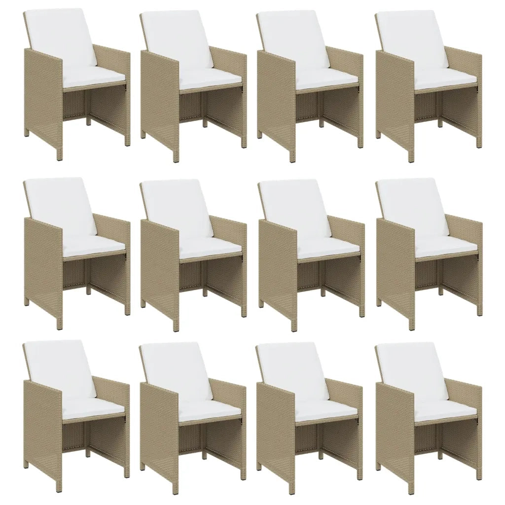 Set da Pranzo per Giardino 13pz con Cuscini in Polyrattan Beige cod mxl 38607