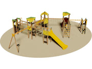 Villaggio Tortuga 912 struttura in legno 6 torrette scivoli altalena Giochipark