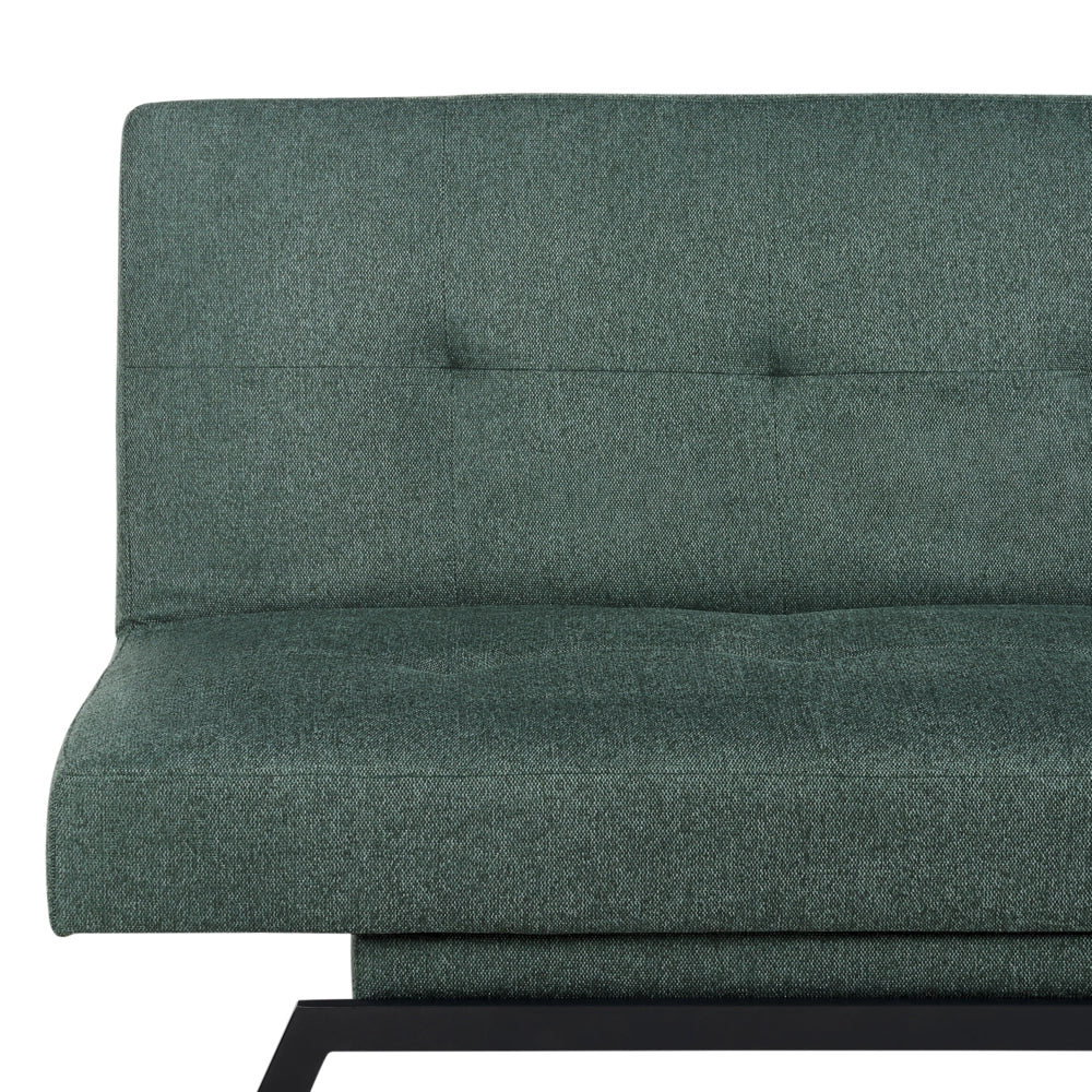 Divano Letto Rivestimento Tessuto Verde Patchwork Multicolore 3 Posti Meccanismo Click Clack