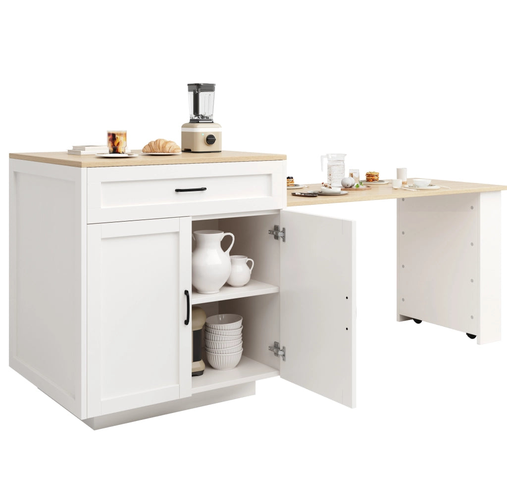 Tavolo bar allungabile 133x70x93.5 cm con contenitore in MDF bianco