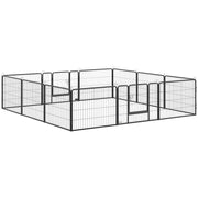 RECINTO PER ANIMALI 12 PANNELLI MODULABILI IN ACCIAIO 2 INGRESSI 80X1.5X60CM