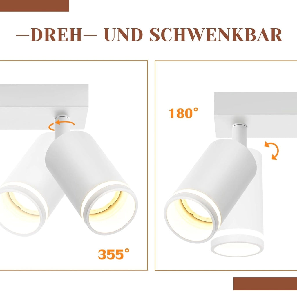 ZMH Faretto da soffitto Bianco 3 Luci GU10 Orientabile da Interno in Metallo per Soggiorno Corridoio Senza Lampadine