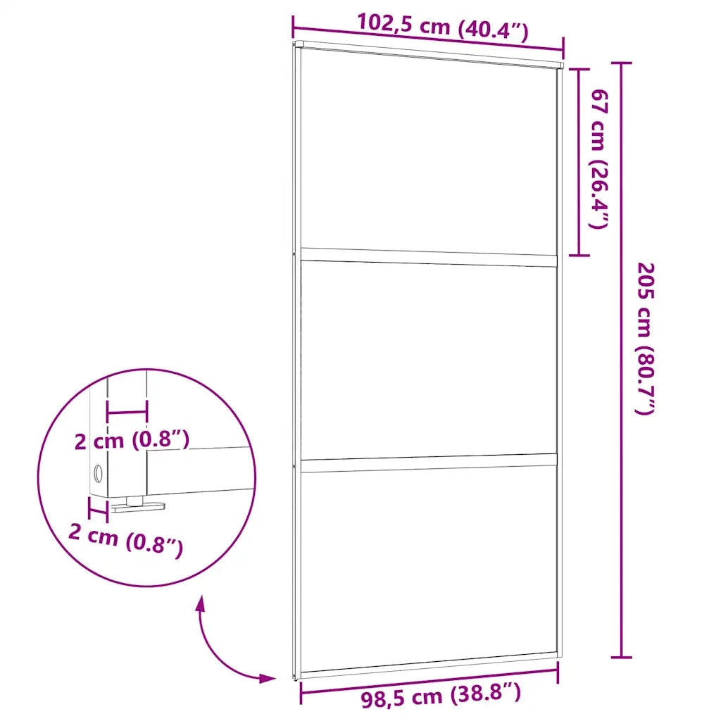 Porta in vetro Rigato Nero 90 x 2 x 205 cm Alluminio