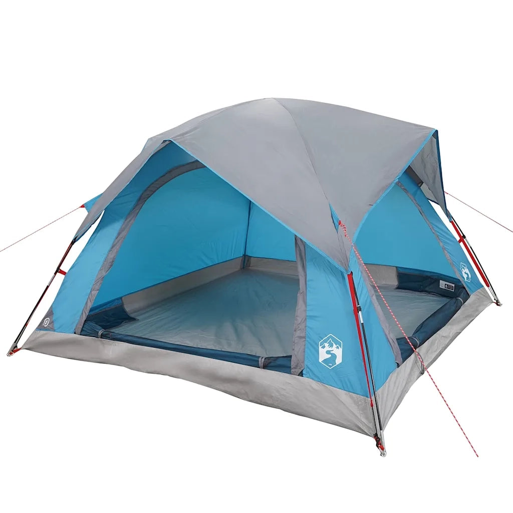 Tenda da Campeggio a Cabina per 4 Persone-Tenda per Escursionismo Blu Impermeabile 612476