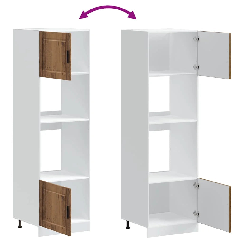 Set di 2 mobili da forno classici con piedini regolabili 60 x 57 x 207 cm legno ingegnerizzato finitura legno invecchiato 02_0055724