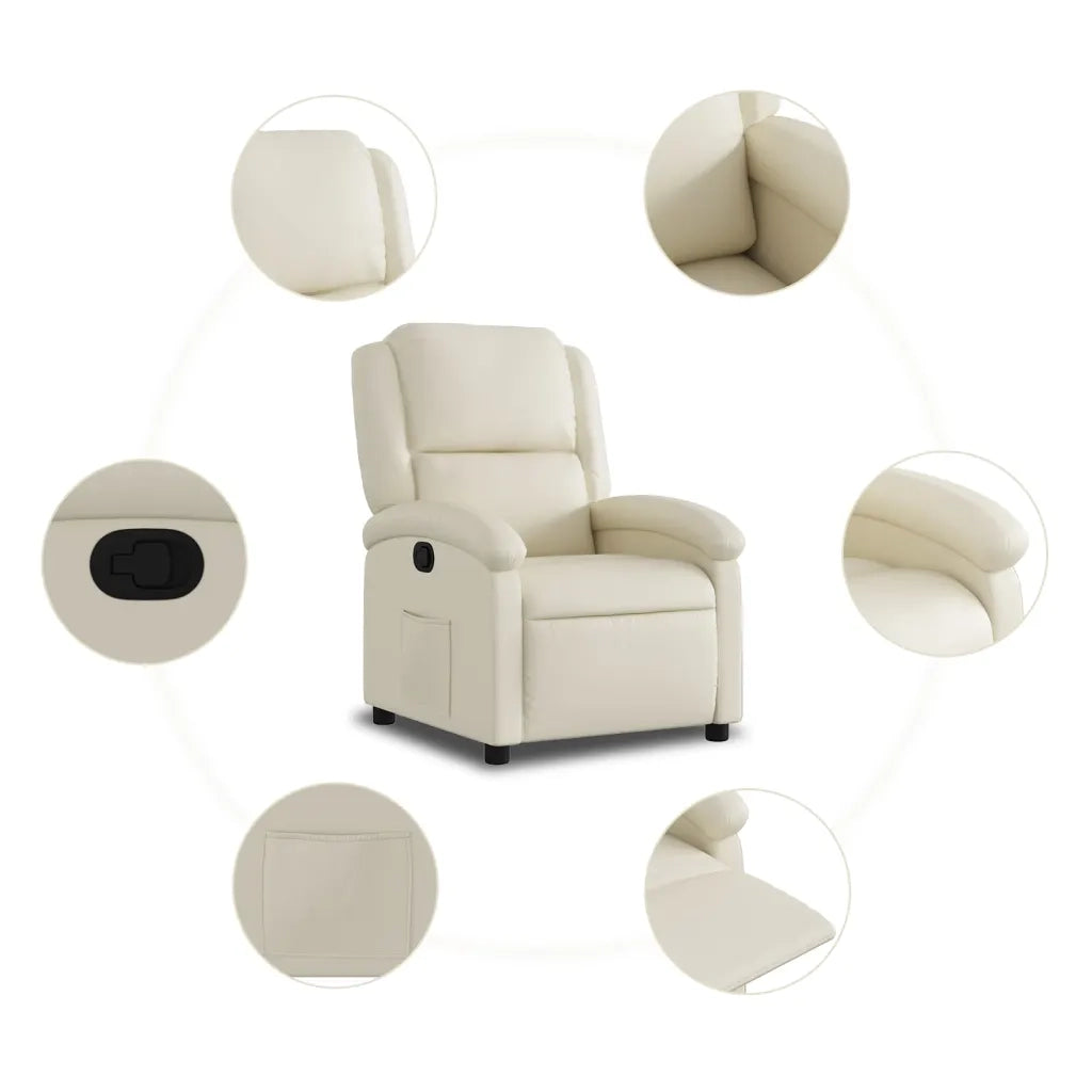 Divano Sedia-Poltrona reclinabile in Similpelle Crema 714660