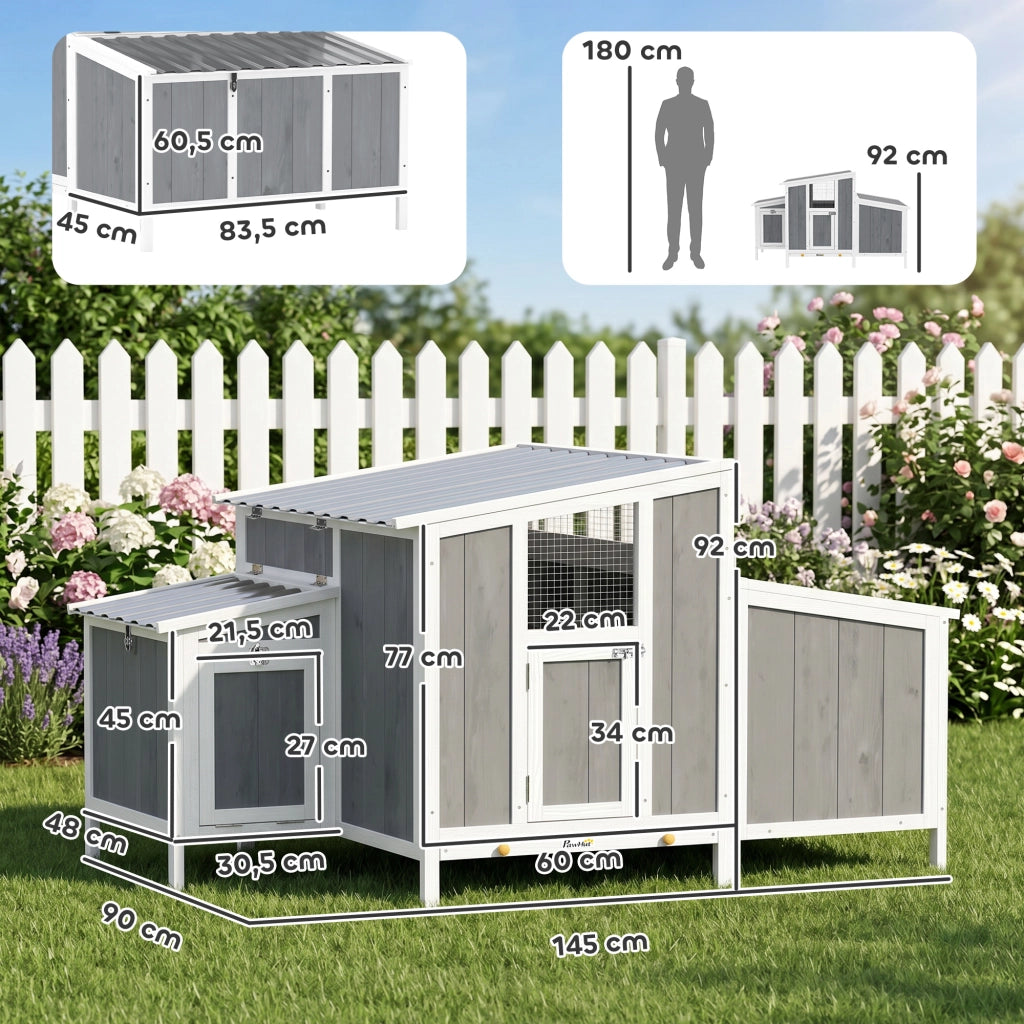 Polladio in Legno con Tetto in PET Impermeabile ¨C zephmum ¨C Grigio 145x90x92 cm