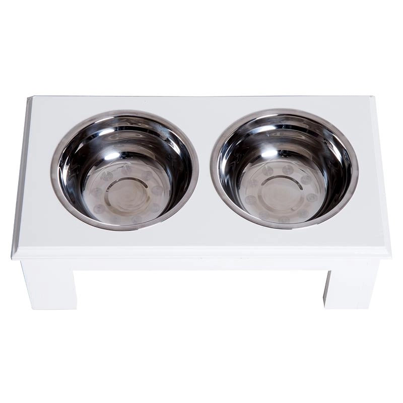 CIOTOLA RIALZATA PER CANI IN ACCIAIO INOSSIDABILE 2 PIATTI 44 X 24 X 15 CM