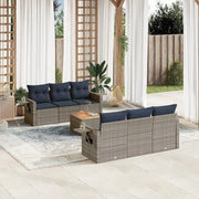 Set Divani da Giardino 7 pz con Cuscini Grigio in Polyrattan 3224458