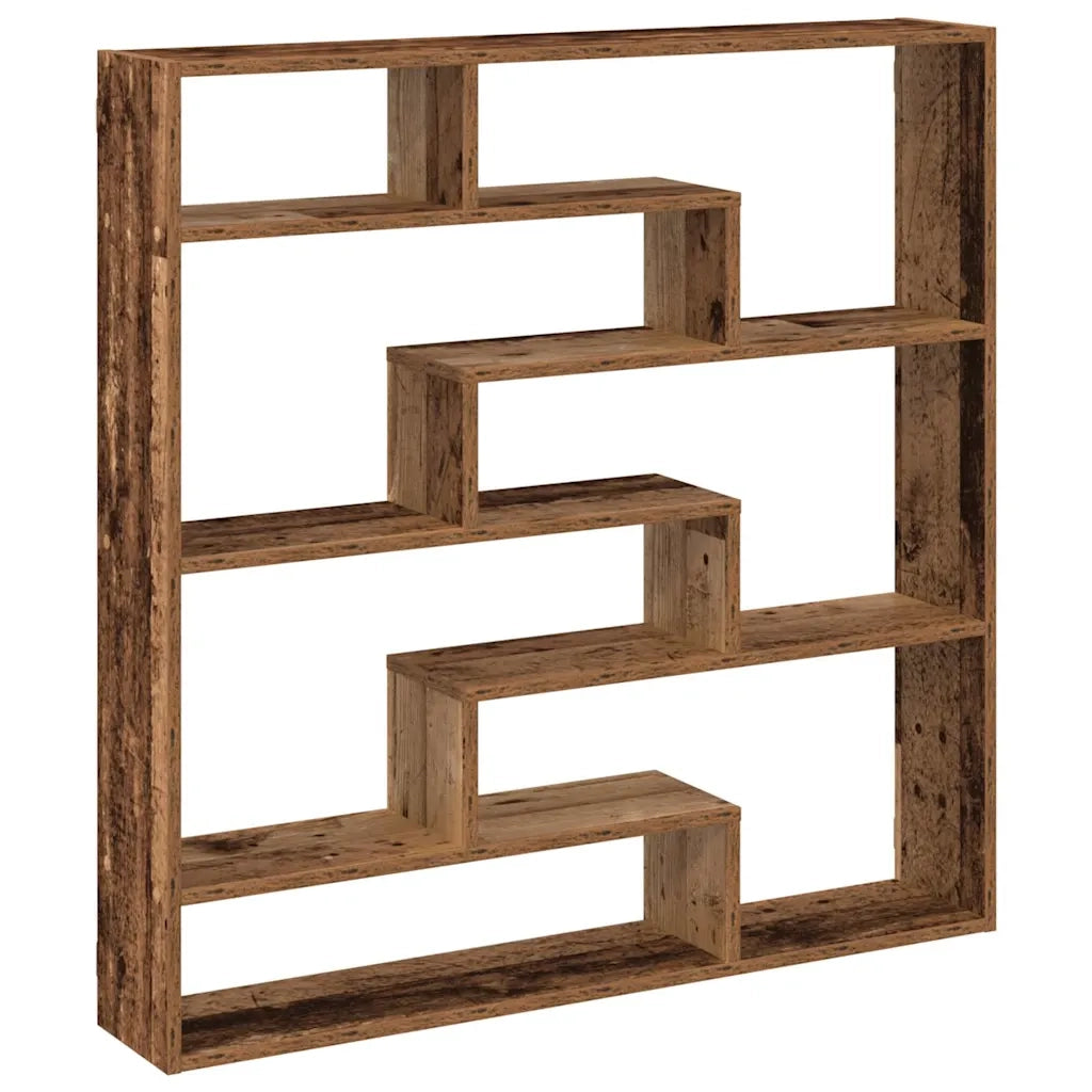 Mensola a Cubo da Parete 7 Scomparti in Truciolato Legno Antico 860029