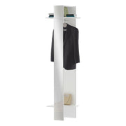 Mobile da ingresso Maura, Armadietto multifunzione, Appendiabiti da parete con specchio, 50x35h190 cm, Bianco