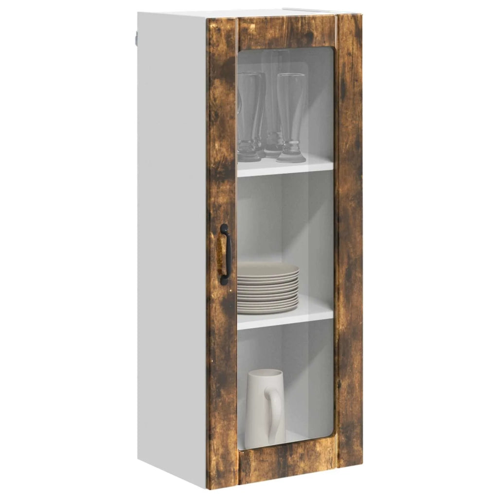 Pensile da cucina | Mobile in vetro da parete LUCCA Rovere Fumo 40 x 31 x 100 cm