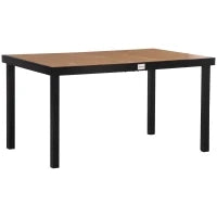 Tavolo da Giardino per 6 Persone in Alluminio e Plastica, Nero e Color Legno