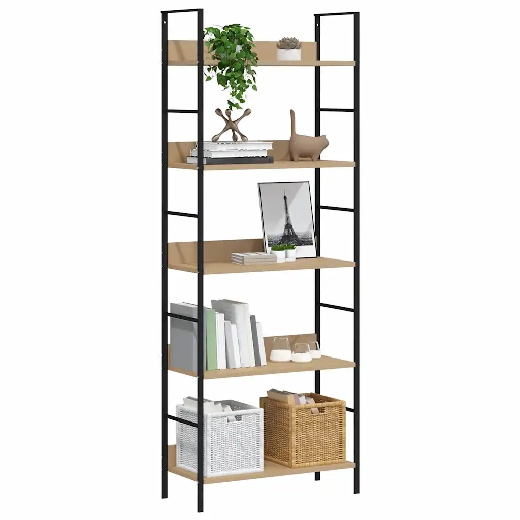 Scaffale Libri 5 Ripiani Rovere 60x27,6x158,5 Legno Multistrato 288227