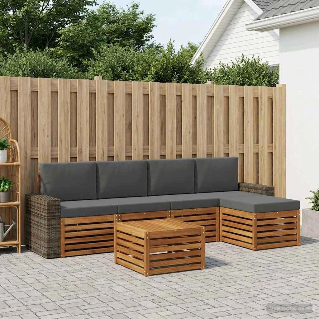 Set di divani da esterno 6 pz Naturale e Antracite 3384278