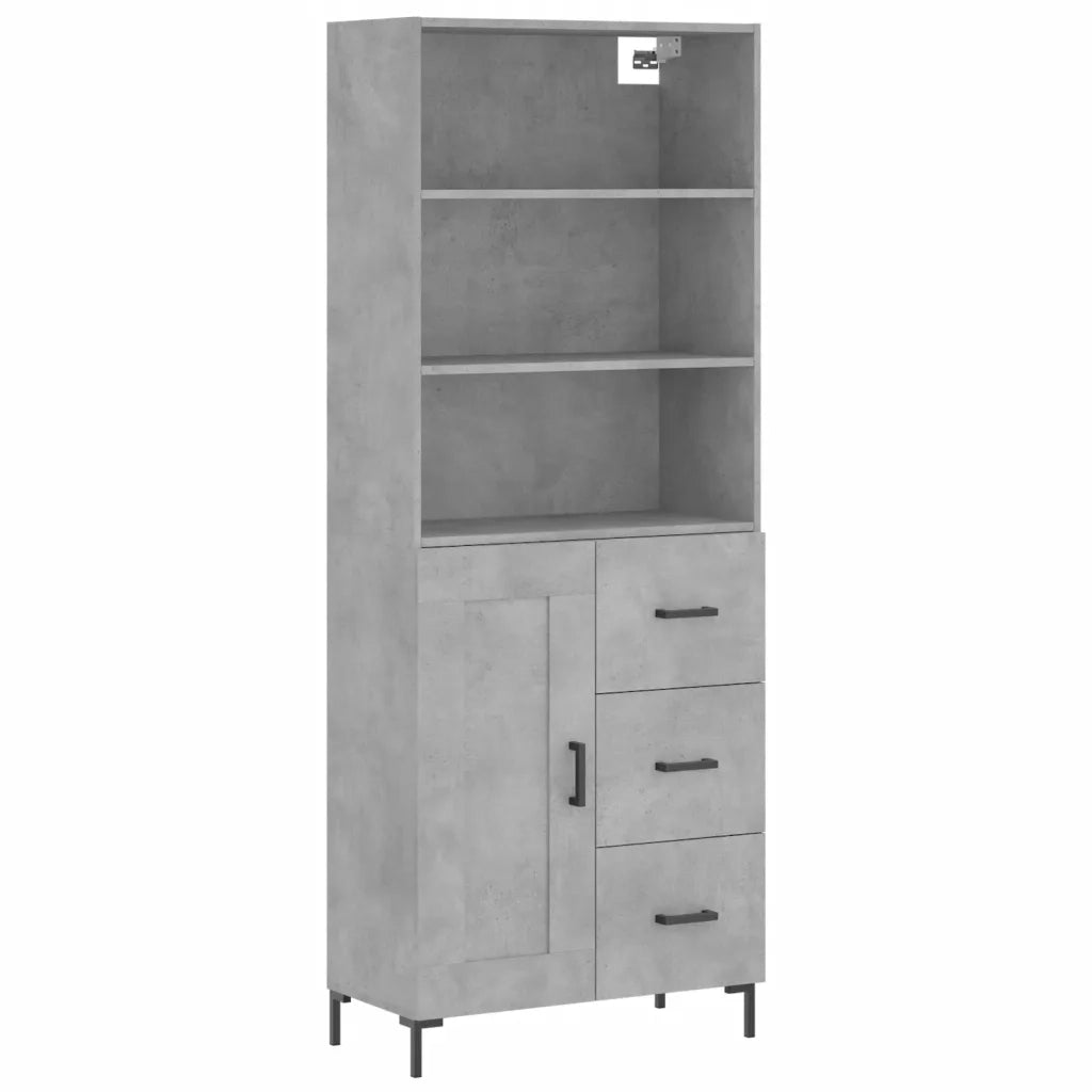 Credenza-Buffet-Armadio da cucina Grigio Cemento 69,5x34x180 cm in Legno Multistrato 776370