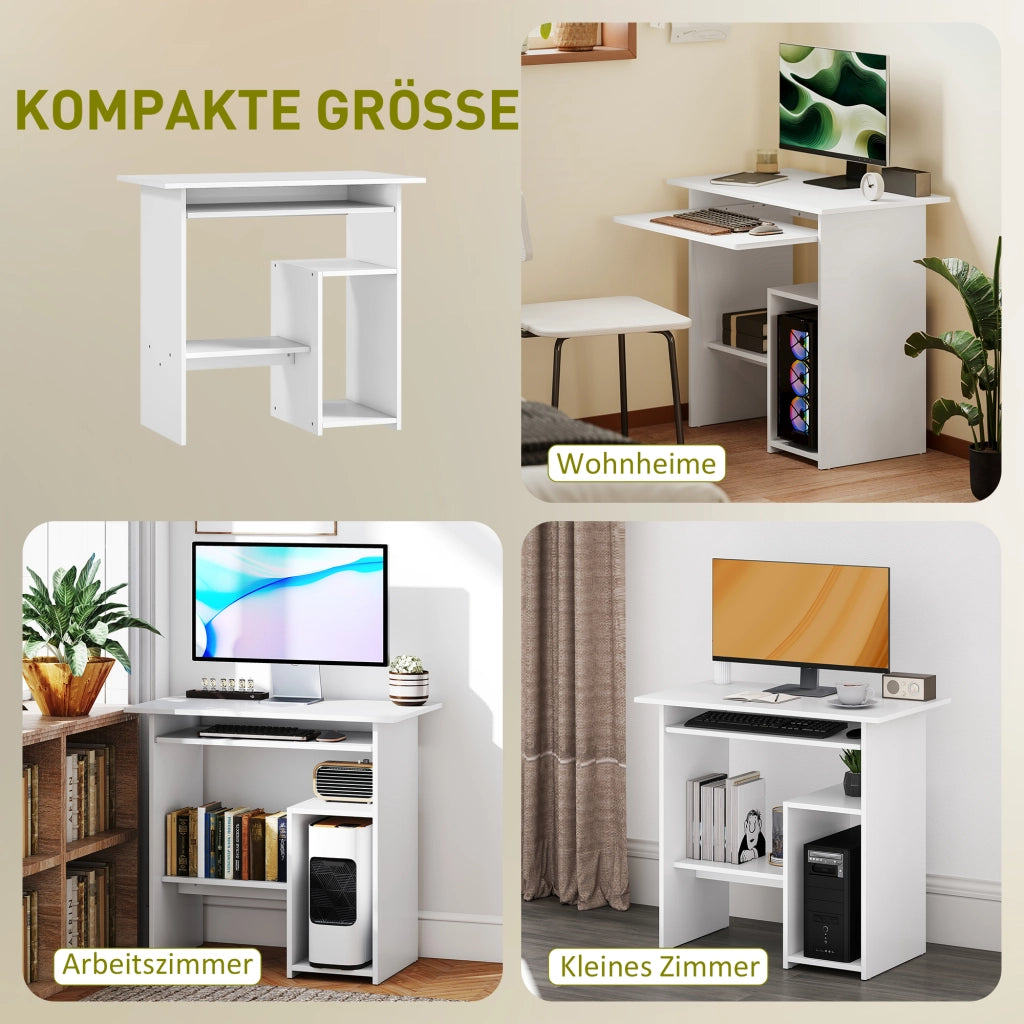 Scrivania per computer ¨C zephmum ¨C Bianco, metallo, legno, 80x45x75 cm
