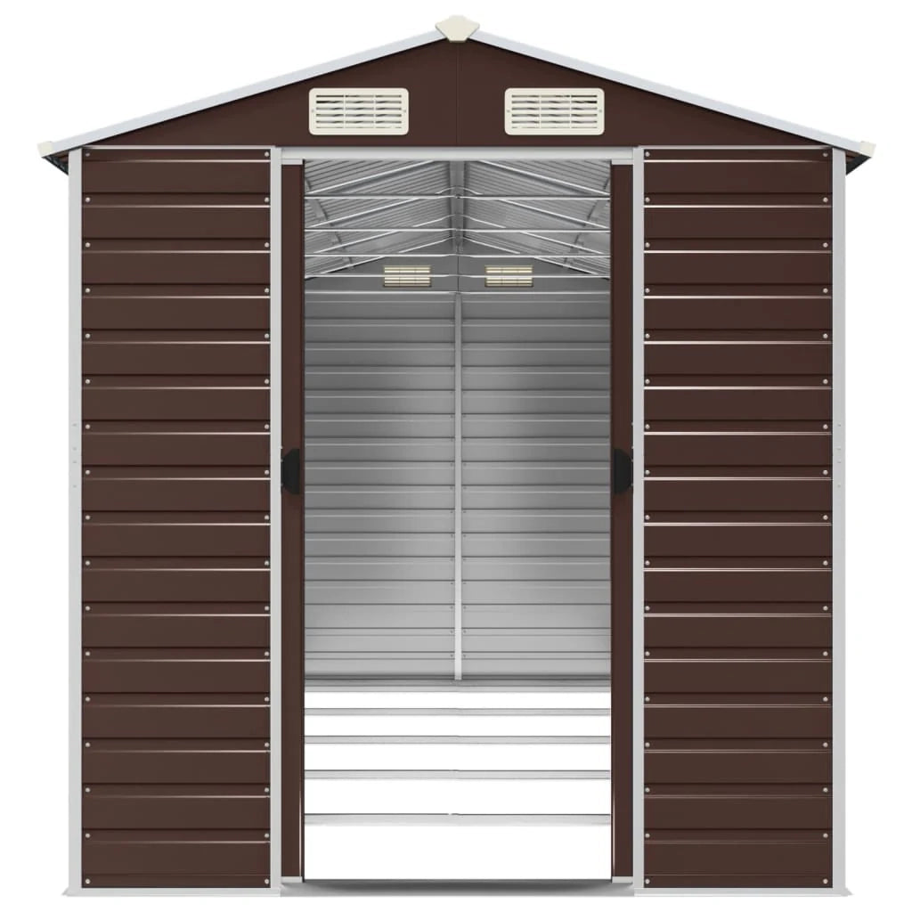 Casetta da giardino cabina ripostiglio casetta da esterno robusta casetta per attrezzi 191 x 470 x 198 cm acciaio zincato marrone 02_0022272