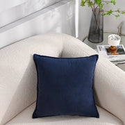 Set di due copricuscini corduroy morbidi - copricuscini decorativi a quadrato a strisce - copricuscini per divano, auto, terrazza, camera da letto, salotto - 65x65cm - Blu scuro