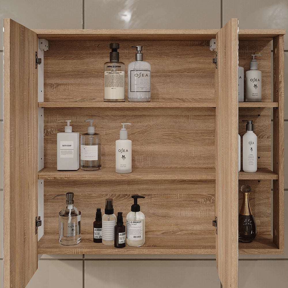 Vicco Mobile a specchio Sonoma/Bianco 80 x 75 cm