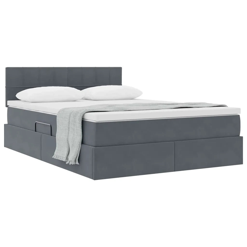 Letto con Contenitore Grigio scuro 140 x 190 cm Velluto 3370756
