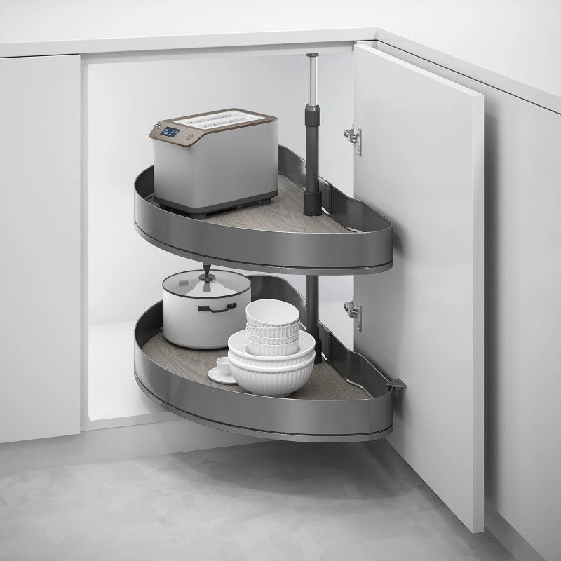 Carrello estraibile Harmony con chiusura soft, Modulo larghezza 400mm altezza 800mm, Acciaio e Legno, Grigio antracite
