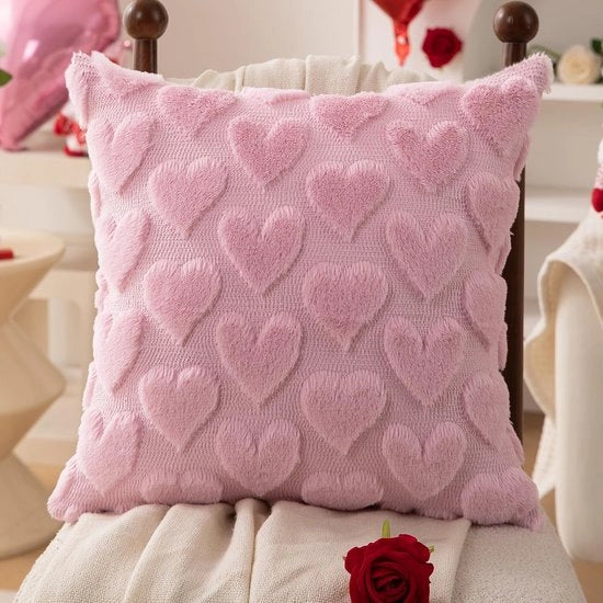 Set di cuscini per divano, 45 x 45 cm, confezione da 2, cuscini morbidi a forma di cuore rosso in piuma imitata jacquard per divani da letto, decorazione festiva per la camera da letto.