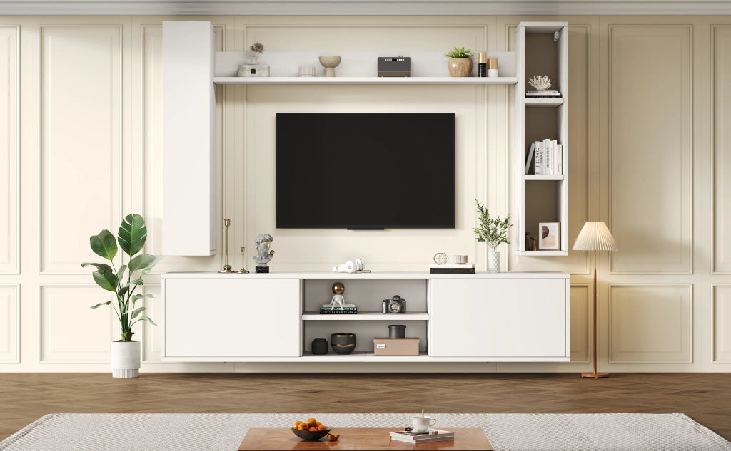 Cassettiera TV bianca in truciolato lunghezza 180 cm
