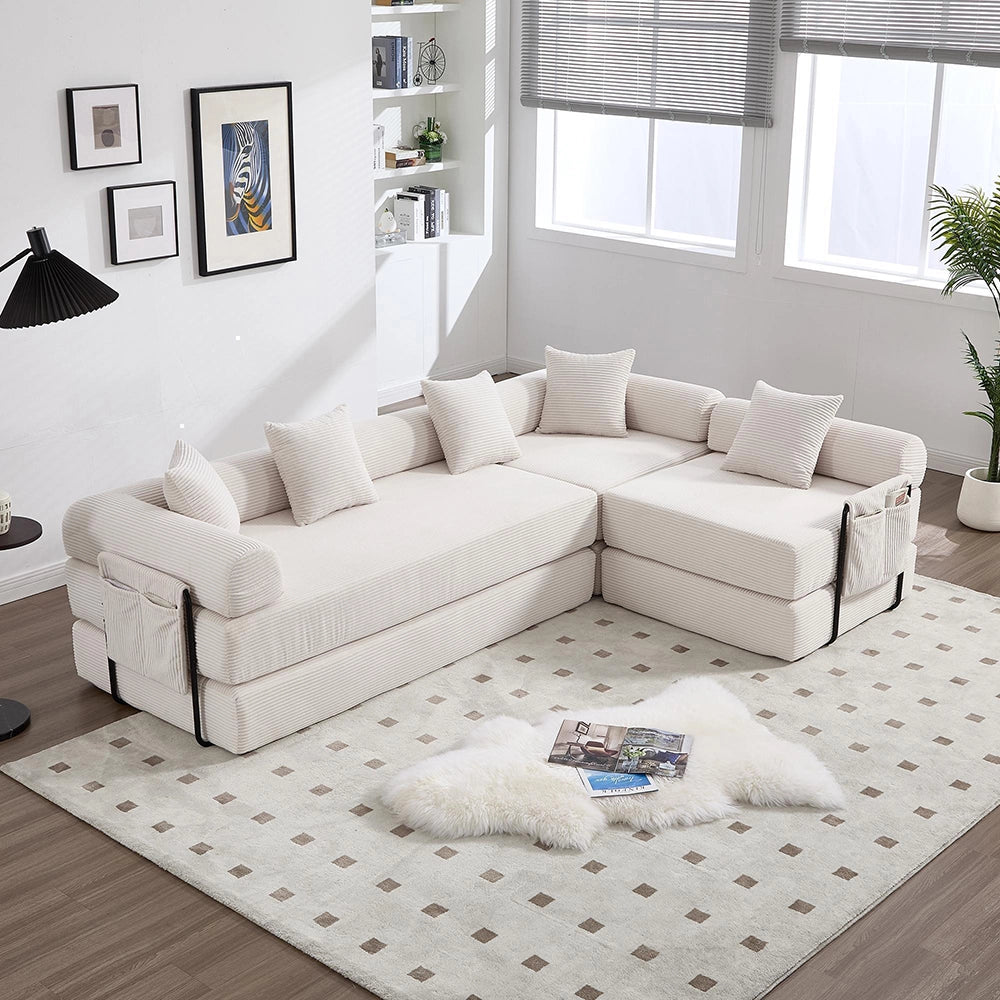 Divano modulare familiare - Xylo - Con contenitore, imballo sottovuoto, beige