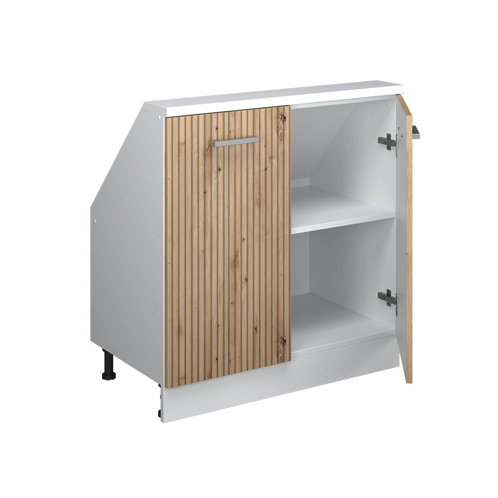 Mobile sottotetto Rion Rovere artigianale/Bianco con 2 porte Vicco