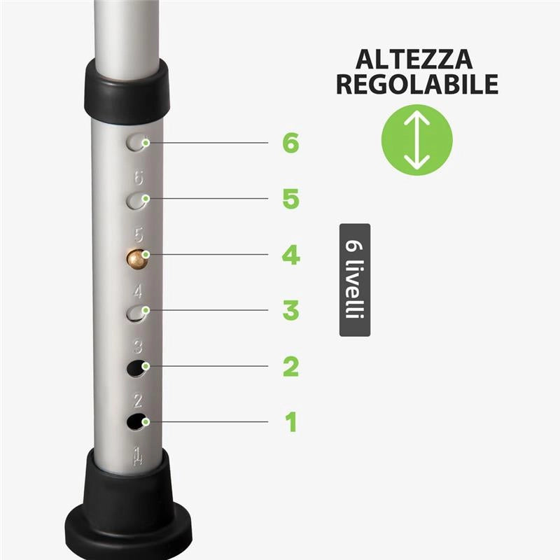 SEDIA PER DOCCIA IN ALLUMINIO ED EVA CON ALTEZZA REGOLABILE  E SCHIENALE RICURVO