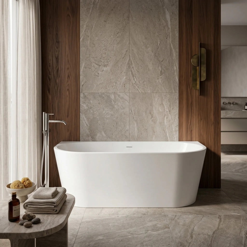 Vasca Bagno A Parete Rea Capri 180cm Copritappo bianco