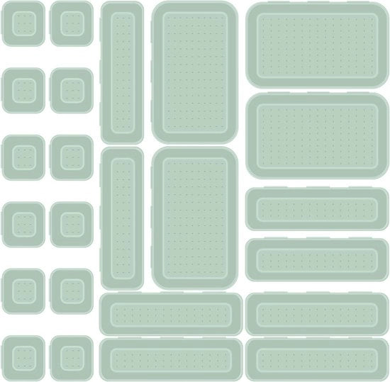 Organizzatore di carrello, accessori di carrello, 24 pezzi, sistema di archiviazione con 3 dimensioni di cassetto, cassetto di archiviazione per cucina, casa, ufficio e casa, sistema di separazione, organizzatore di spezie (verde scuro)