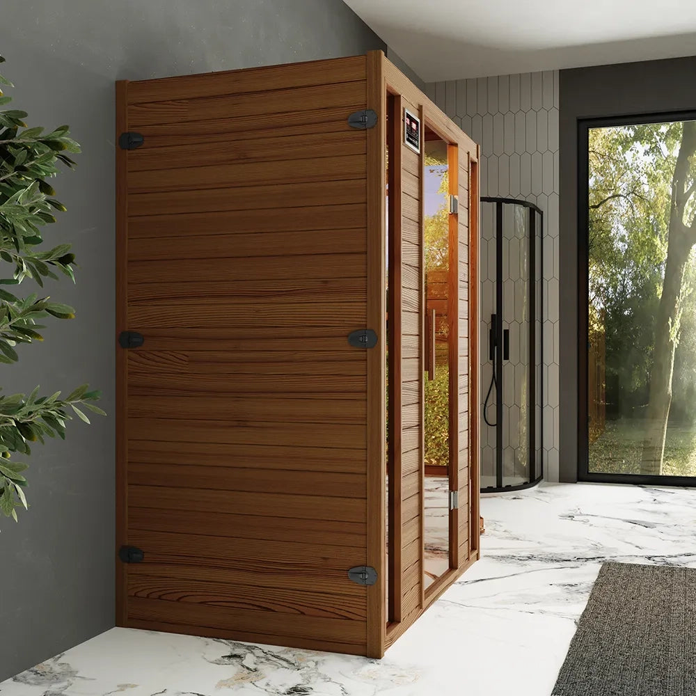 Sauna ad infrarossi 97x146 cm H188 in legno Hemlock con radio integrata | Oulu