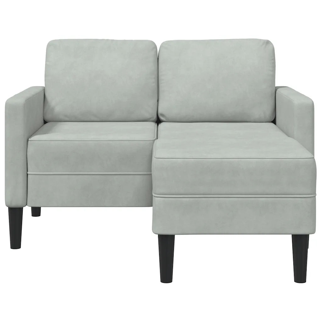 Divano 2 Posti con Chaise a L Grigio Chiaro 125 cm in Velluto 4107069