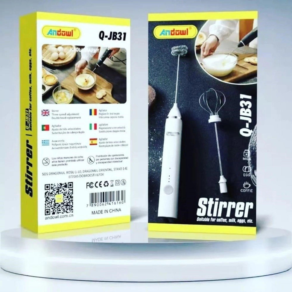 Trade Shop - Mini Miscelatore Agitatore Q-jb31 Doppia Testa Frullino Per Caffè Latte Uova -