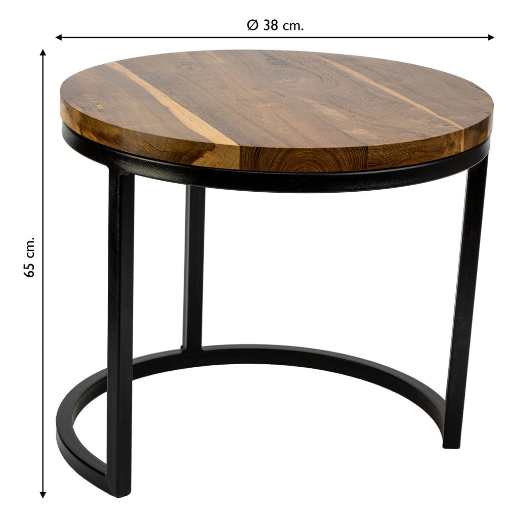 Tavolino in legno e metallo marrone 38x38x65h