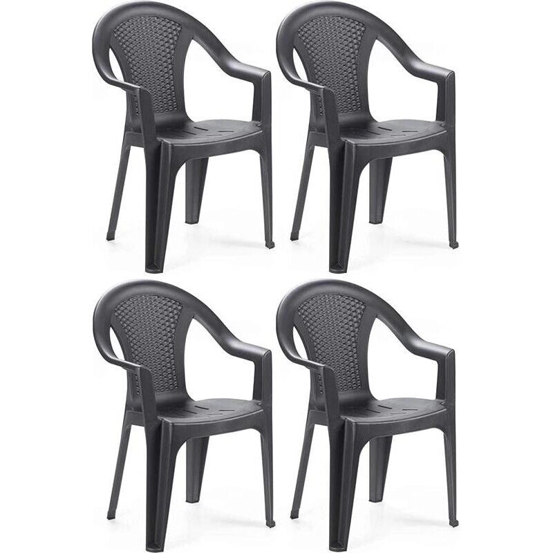 SET 4 SEDIE DA GIARDINO KORA IN POLIPROPILENE COLORE ANTRACITE 55 X 54 X 82 CM