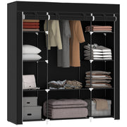 Armadio Tessuto Appendiabiti Ripieghevole con Ripiani ¨C zephmum ¨C Nero 150x43x162.5 cm
