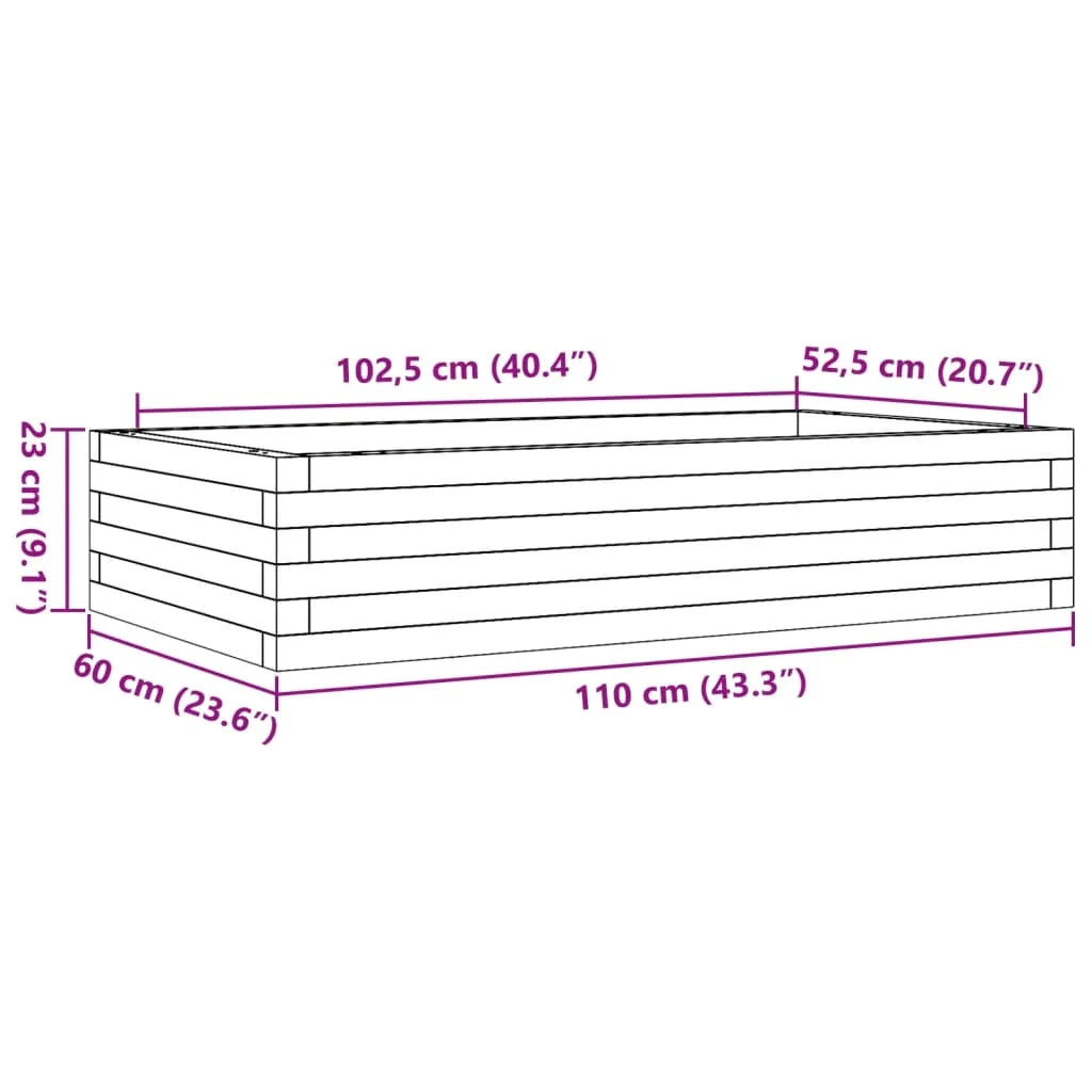 Fioriera rialzata per piante fiori terrazza giardino 110 x 60 x 23 cm legno di pino massiccio bianco 02_0037362