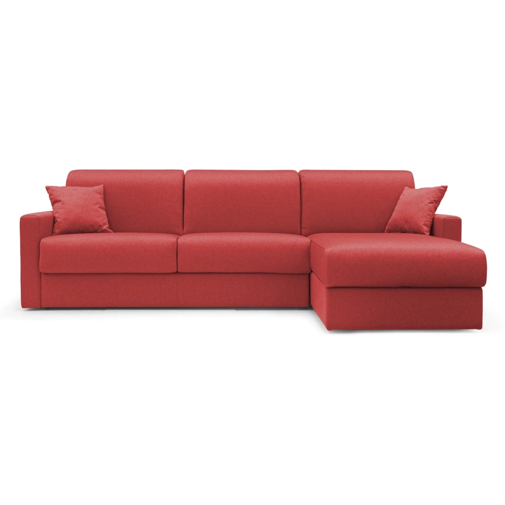 Chris Divano letto angolare 5 posti in tessuto impermeabile T13 288 cm Sinistro (mat. 160x197) rosso