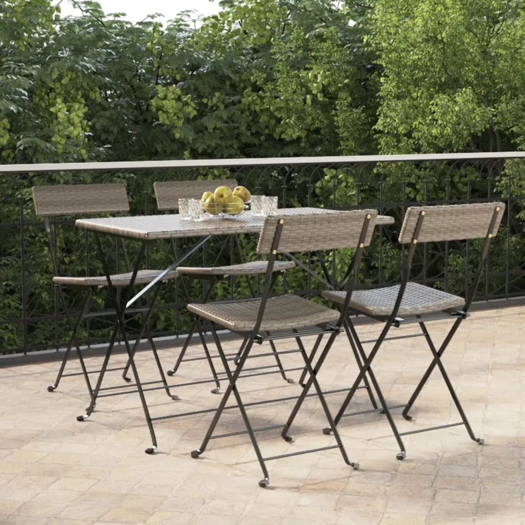 Sedie Pieghevoli da Bistr¨° 4 pz | Sedie da Esterno Grigie Polyrattan e Acciaio