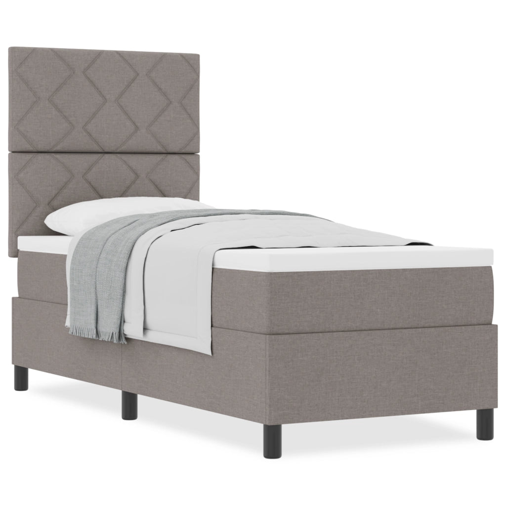 Letto con Box Spring Taupe 80x200 cm in Tessuto