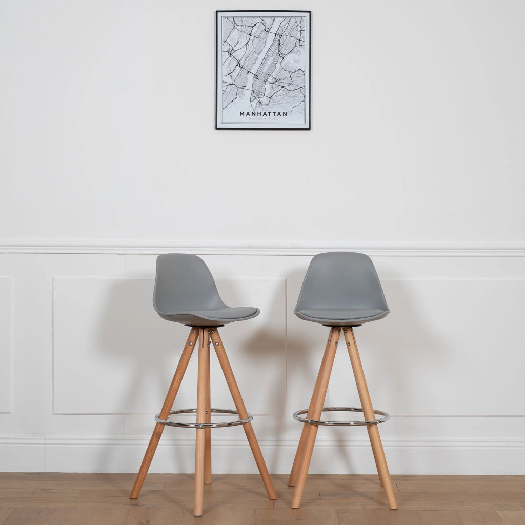 Set di 2 sgabelli scandinavi TOBIAS grigio con cuscino
